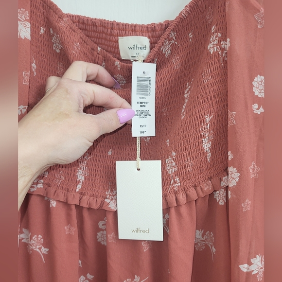 NWT Wilfred Tempest Mini Dress Woodblock Stamp Red - Picture 2 of 3